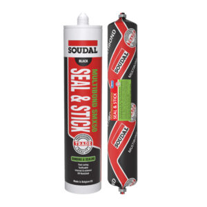 Soudal Multibond SMX50 Seal & Stick strong adhesive sealant in black cartridge and sausage pack for bonding and sealing.