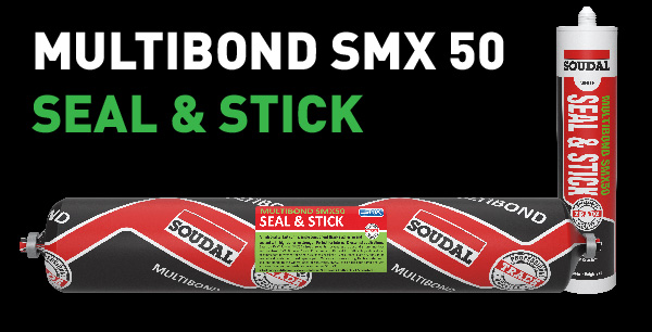Soudal Multibond SMX 50 – high-performance flexible adhesive and sealant in sausage and cartridge format, designed for strong structural bonding and sealing.