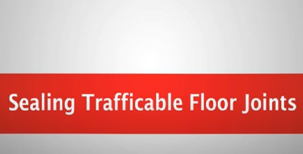 Graphic with red bar and text 'Sealing Trafficable Floor Joints' on a white background – highlighting floor joint sealing applications