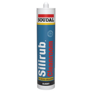 Soudal Silirub Cleanroom cartridge – neutral cure silicone sealant for sterile environments, food-safe sealing, and hygienic applications in hospitals and labs