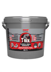 picture of T-Rex Floor & Wall Adhesive tub– high strength adhesive for all materials and surfaces.