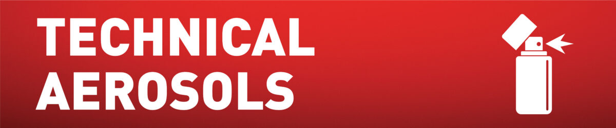 Red Soudal Technical Aerosols banner with spray can icon and bold white text.