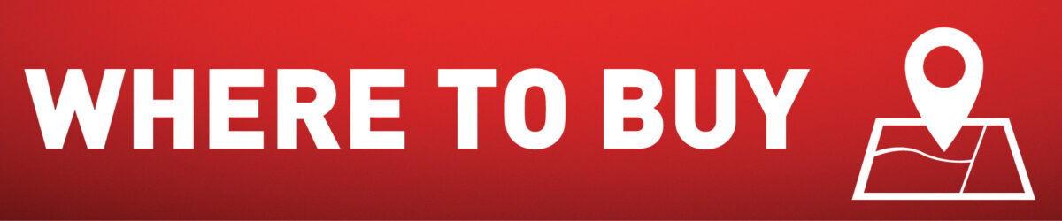 white text on red background saying "where to buy" and a map location icon